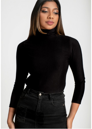 NOVA TURTLE NECK BLACK T SHIRT